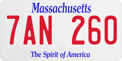 MA license plate 7AN260
