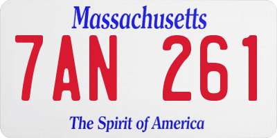 MA license plate 7AN261