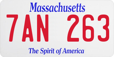 MA license plate 7AN263