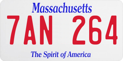 MA license plate 7AN264