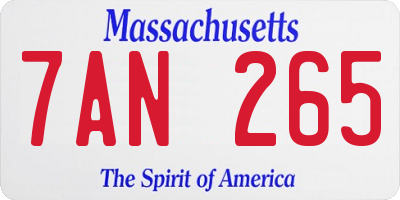 MA license plate 7AN265