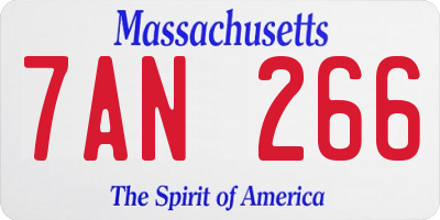 MA license plate 7AN266
