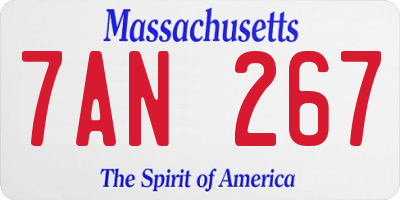 MA license plate 7AN267