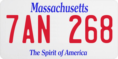 MA license plate 7AN268