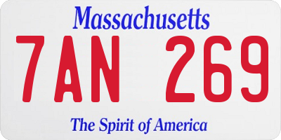 MA license plate 7AN269