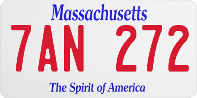 MA license plate 7AN272