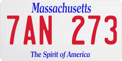 MA license plate 7AN273