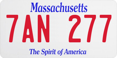MA license plate 7AN277