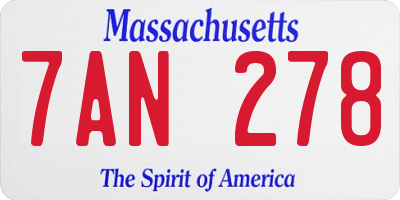 MA license plate 7AN278