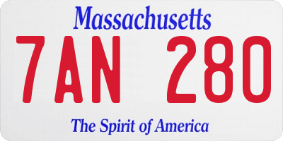 MA license plate 7AN280