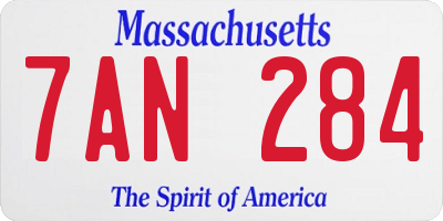 MA license plate 7AN284
