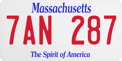 MA license plate 7AN287