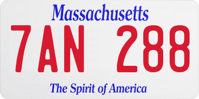 MA license plate 7AN288