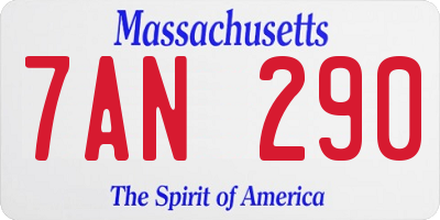 MA license plate 7AN290