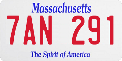 MA license plate 7AN291
