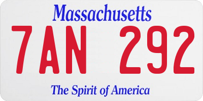 MA license plate 7AN292