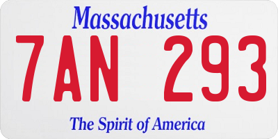 MA license plate 7AN293
