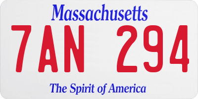 MA license plate 7AN294
