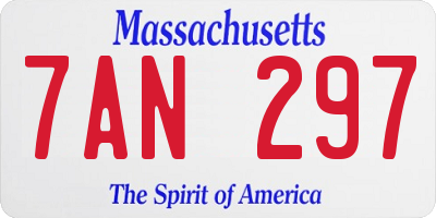 MA license plate 7AN297