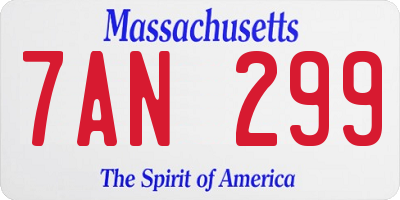 MA license plate 7AN299