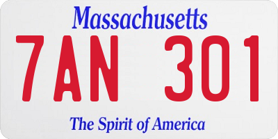 MA license plate 7AN301
