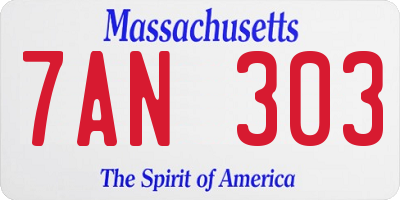 MA license plate 7AN303