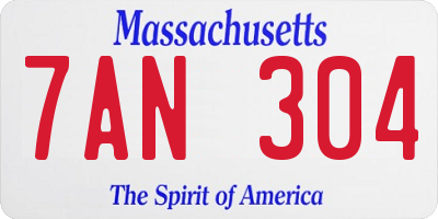 MA license plate 7AN304