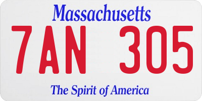 MA license plate 7AN305