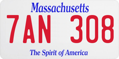 MA license plate 7AN308