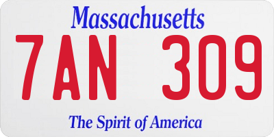 MA license plate 7AN309