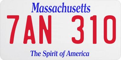 MA license plate 7AN310