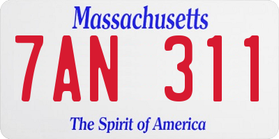 MA license plate 7AN311