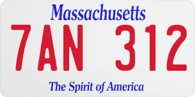 MA license plate 7AN312