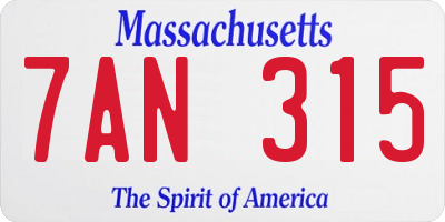 MA license plate 7AN315