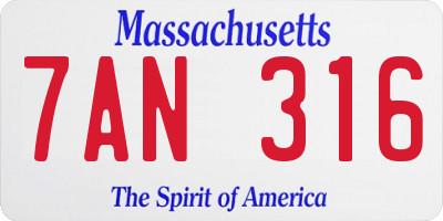 MA license plate 7AN316
