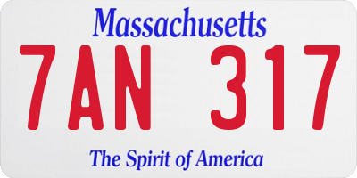 MA license plate 7AN317