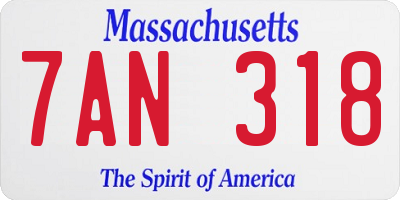 MA license plate 7AN318