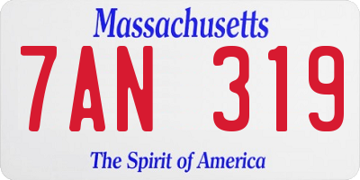 MA license plate 7AN319