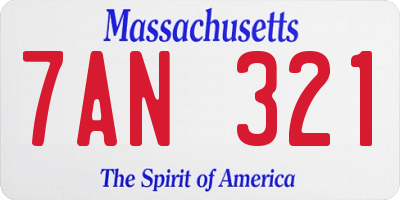 MA license plate 7AN321