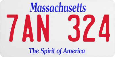 MA license plate 7AN324