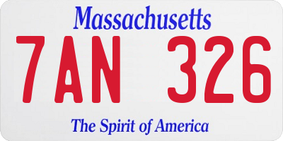 MA license plate 7AN326