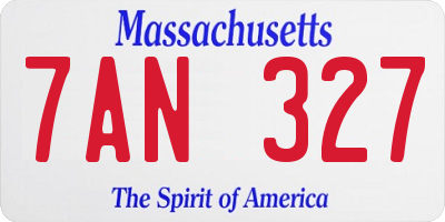 MA license plate 7AN327