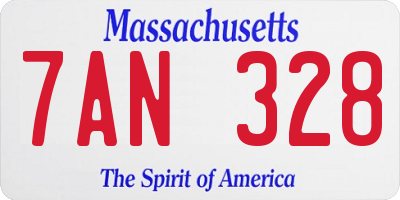 MA license plate 7AN328
