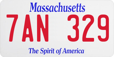 MA license plate 7AN329