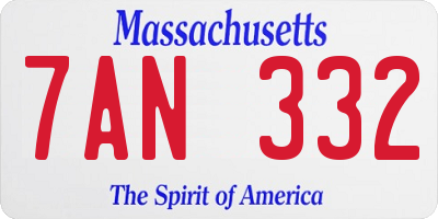 MA license plate 7AN332