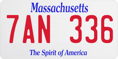 MA license plate 7AN336