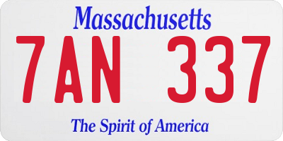 MA license plate 7AN337