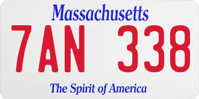 MA license plate 7AN338