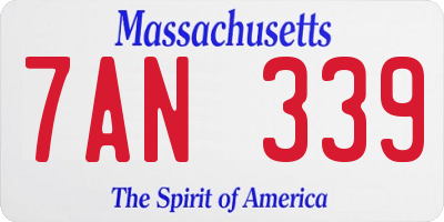 MA license plate 7AN339