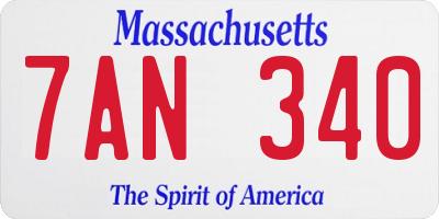 MA license plate 7AN340